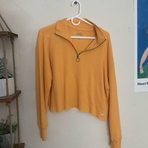 Yellow Quarter Zip Cropped Shirt